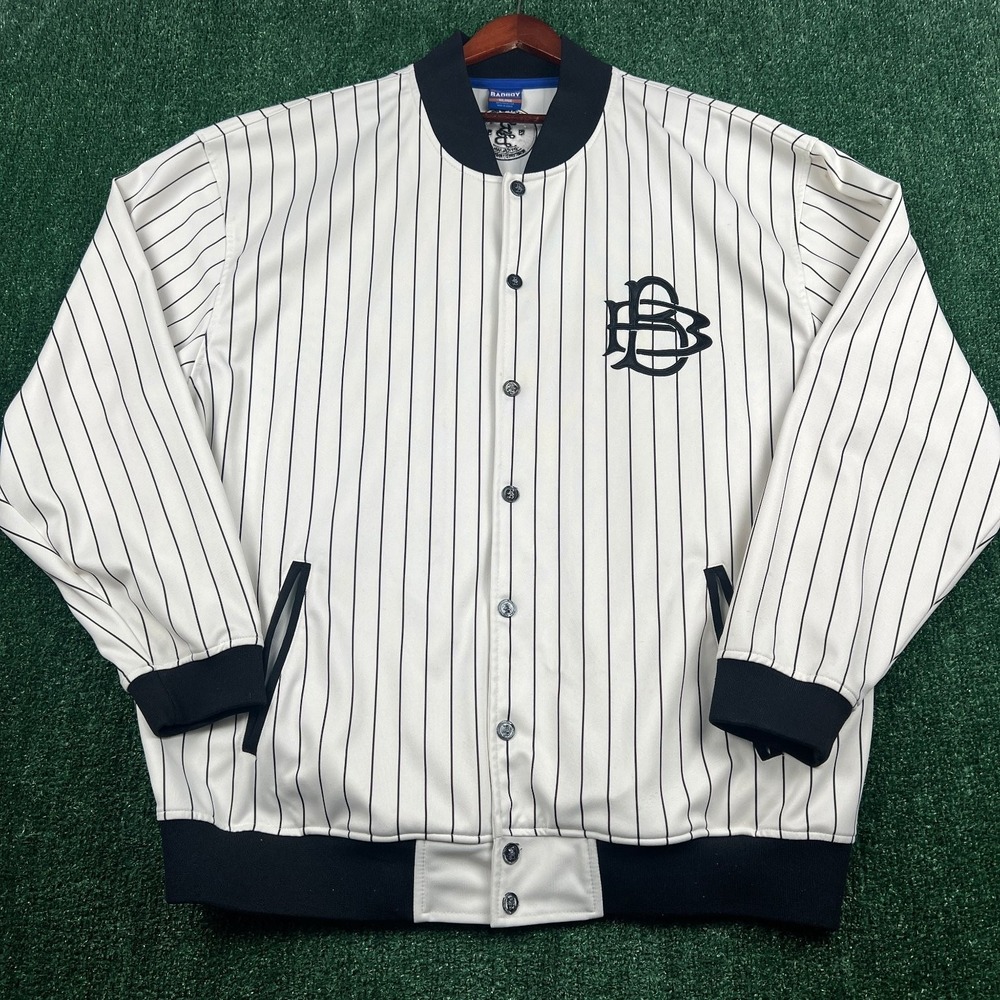 VTG Bad Boy Records Varsity Jacket Men's 4XL White Pinstripe Rare Baseball 90s